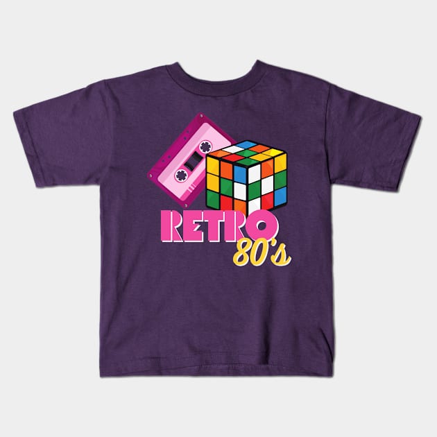 80s Outfit Vintage Retro Costume Kids T-Shirt by Delta V Art